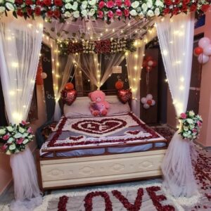 1st Night Room Decor with Fresh Flowers