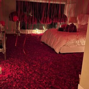 1st Night Room Decor all rose petals